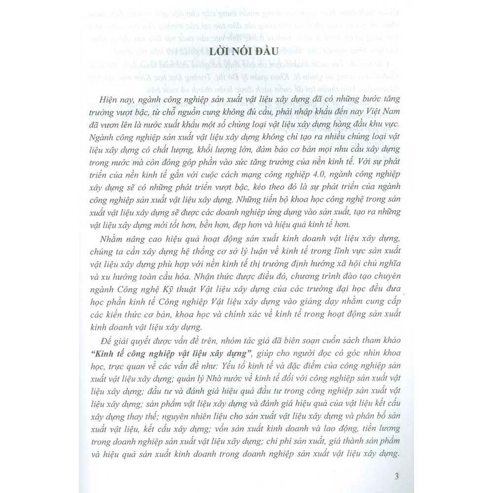 Sách - Kinh Tế Công Nghiệp Vật Liệu Xây Dựng