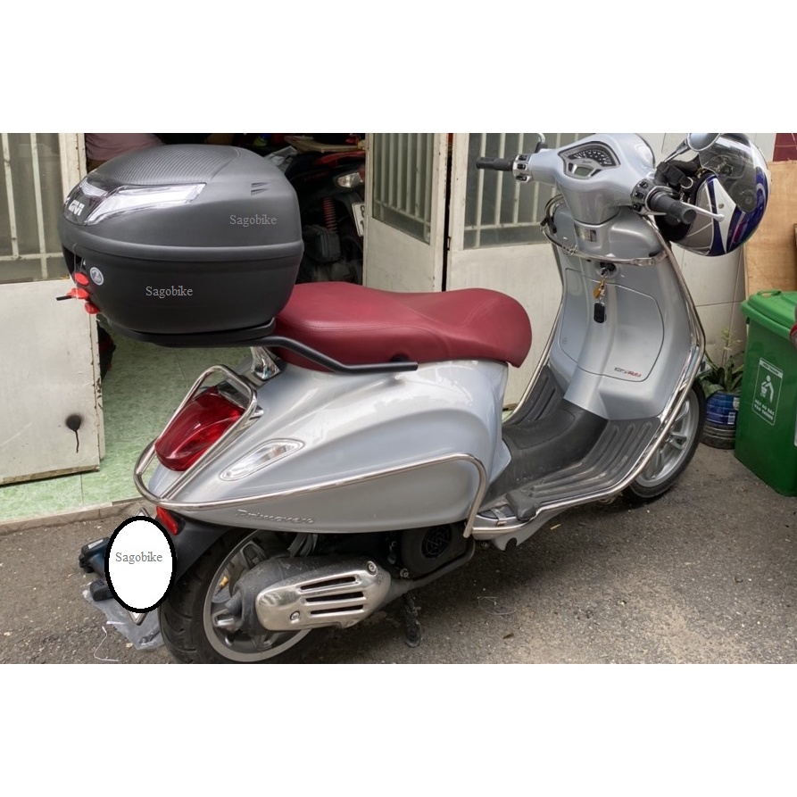 Thùng xe Vespa Primavera, thùng Givi E260NX và baga SR lắp cho xe Primavera, hàng Givi chính hãng, b