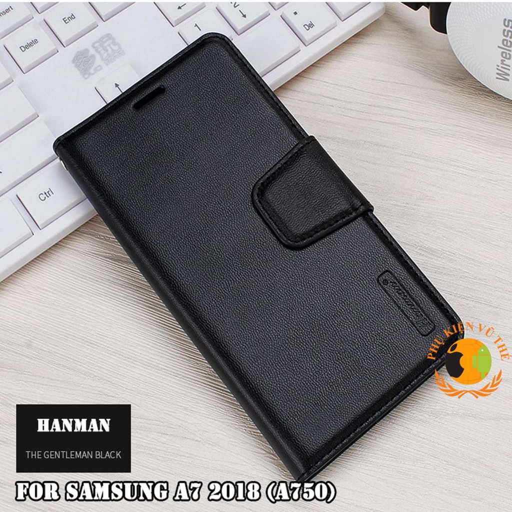 Bao Da Kèm Ví 2 in 1 Samsung Galaxy A7 2018 (A750) Cao Cấp Hanman Hàn Quốc, Có Chống Dựng Điện Thoại, Ngăn Đựng