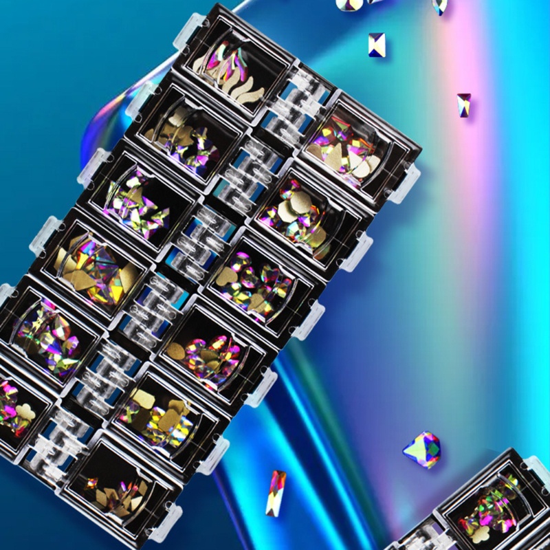 Set 120 Viên Đá 3D Nhiều Hình Dạng Bằng Kính Lấp Lánh Trang Trí Móng Tay Nghệ Thuật