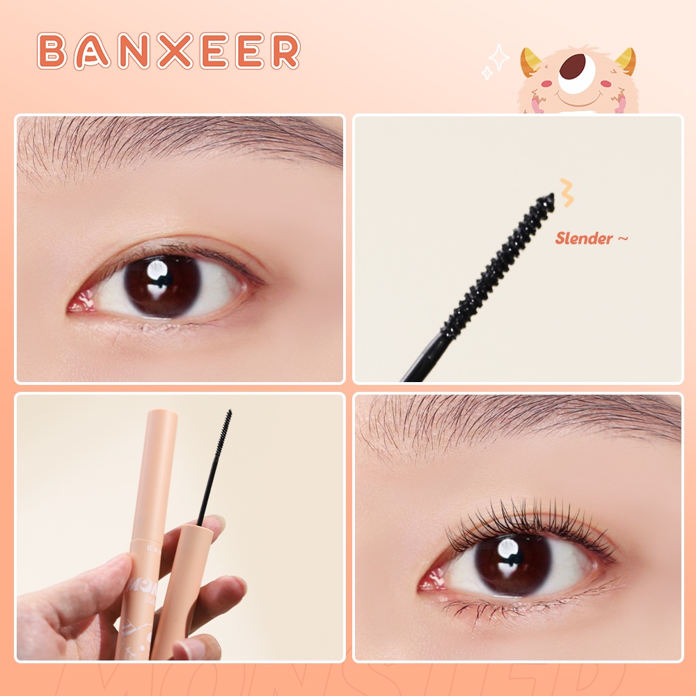 Mascara Banxeer chuốt cong nối dài mi màu đen sống động chống nước lâu dài 30g