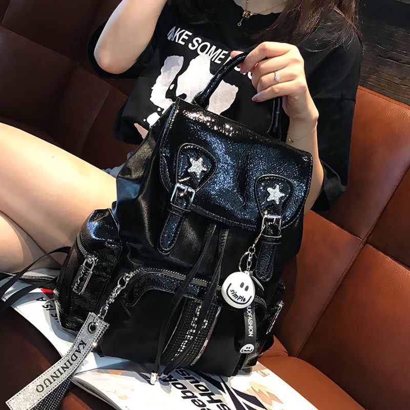 Ba Lô Da Lộn Đính Kim Cương Sức Chứa Lớn Phong Cách Châu Âu Cho Nữ