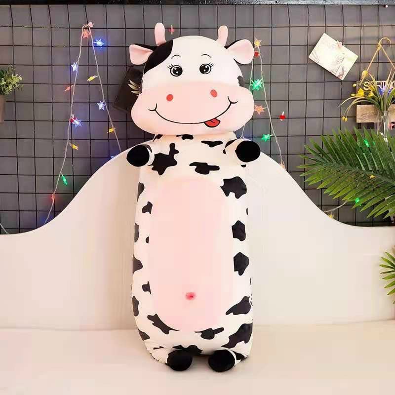 Gấu Bông Gối Ôm Thú Nhồi Bông Bò Sữa 1m2- 1m5 Vải Nhung Hàn Quốc 4 chiều Mềm Mịn Lót Bông Gòn Căng Tròn-MH06