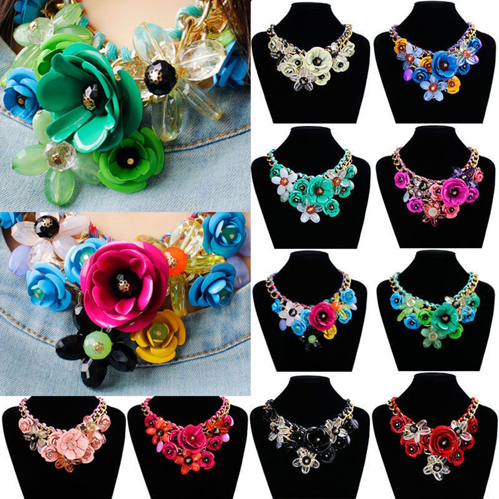 Vòng cổ hình hoa bản to tạo điểm nhấn thời trang