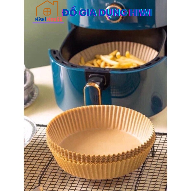 Giấy nến khay lót nồi chiên không dầu 1 tệp 50 TRÒN tờ cực tiện không gây hỏng nồi