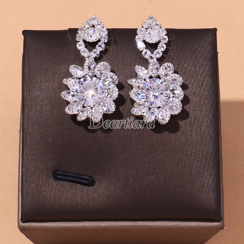 Set Vòng cổ Và Đôi Khuyên Tai Hình Hoa Thời Trang Dành Cho Cô Dâu