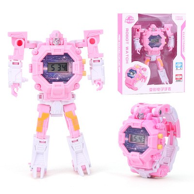 Đồ chơi đồng hồ cho bé gái đeo tay biến hình siêu nhân 2 trong 1 màu hồng 022A - Đồ khuyến mãi giá tốt
