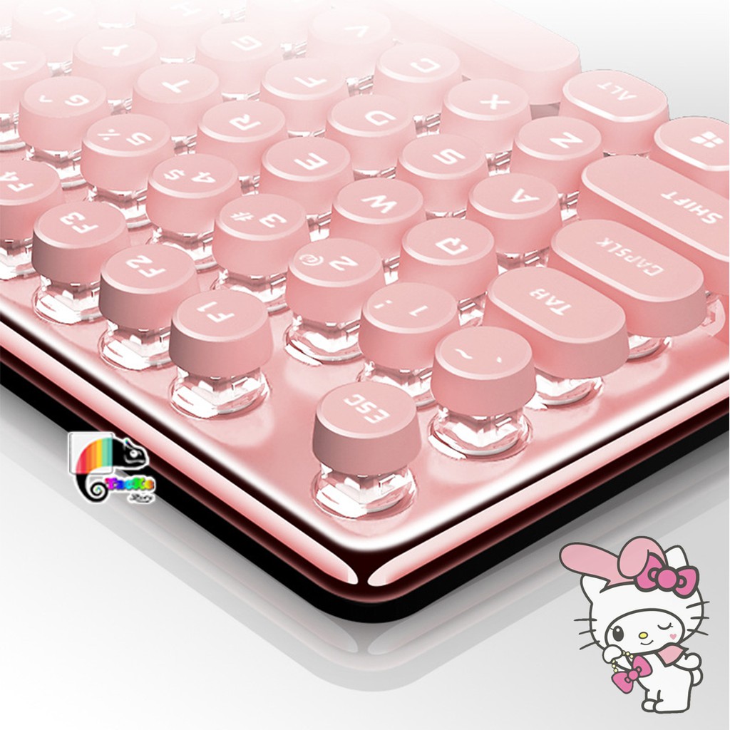 Bàn phím màu hồng, có Led cực xinh, Keycap tròn cá tính I Pink Gaming Keyboard Hello Kitty K620 Punk Keycap