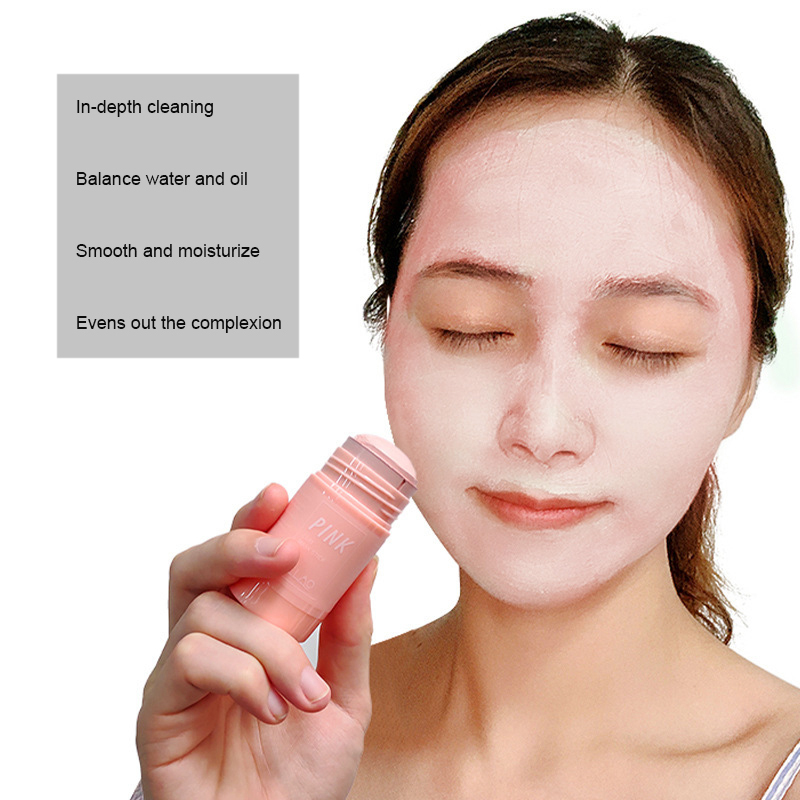 in stock Pink Clay Mask Stick Moisturizing Facial Care Mask Solid Cleansing Mask