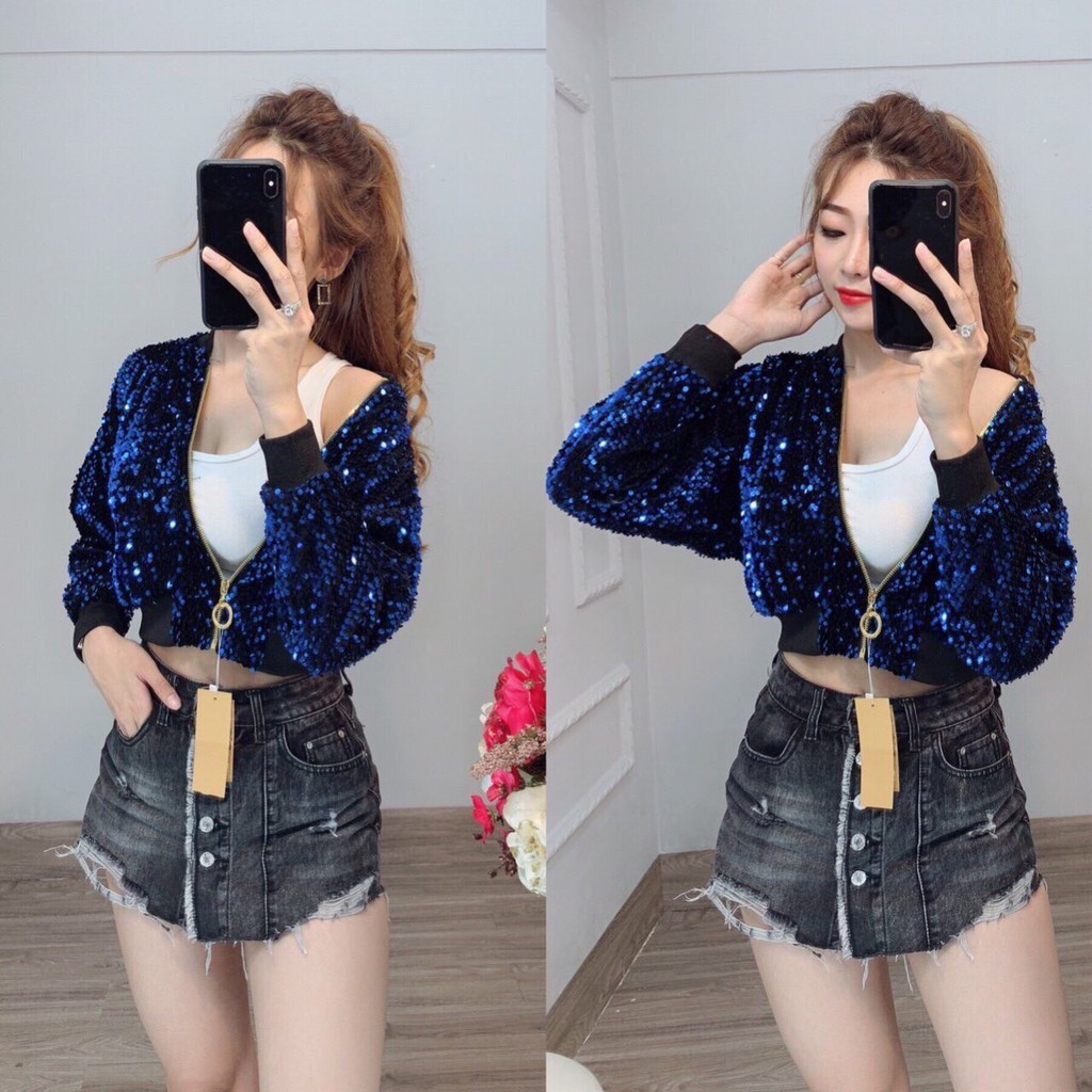 [Mã 153FASHIONSALE1 giảm 10K đơn 50K] Áo Khoác Nữ Lửng Kim Sa Thời Trang Cao Cấp [Liên tục cập nhật mẫu mới