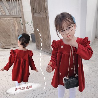 combo váy nhung đỏ cho bé