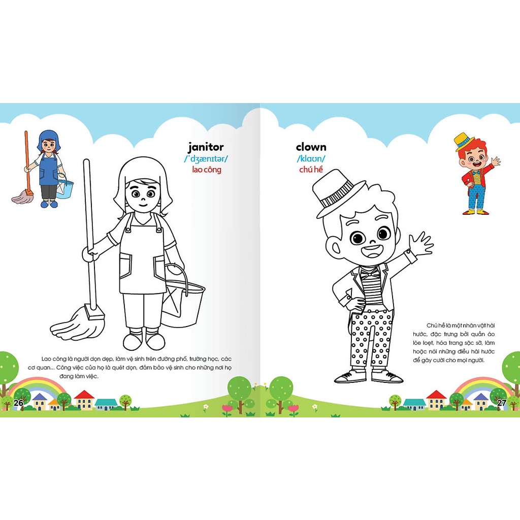Sách Colouring 365 ngày Tô màu - KHÁM PHÁ THẾ GIỚI PHÁT TRIỂN TRÍ TUỆ - Gia đình, Nghề nghiệp, Thể thao (Cuốn 5)