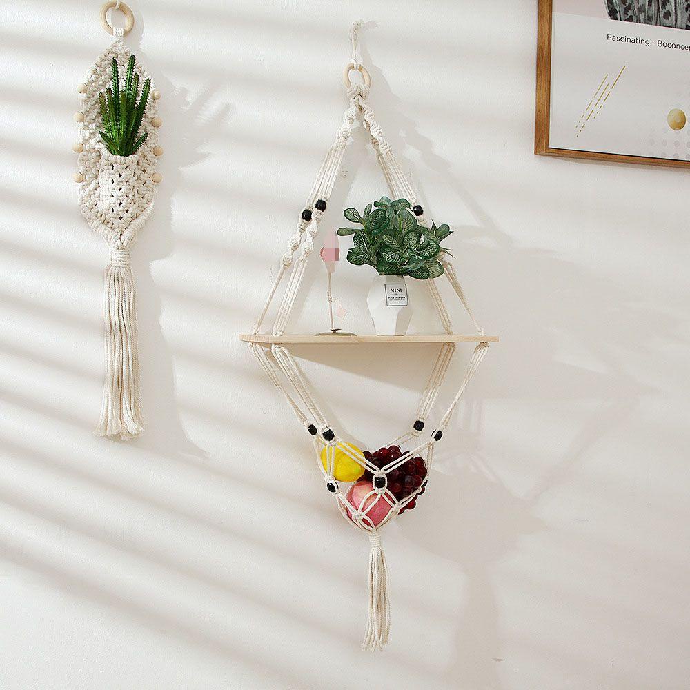 Giá Đỡ Chậu Hoa Bằng Dây Thừng Cotton Treo Tường Trang Trí