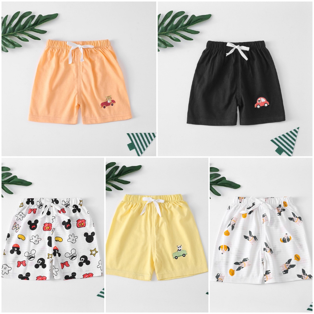 Quần đùi cotton hàng xuất họa tiết cho bé mặc đi chơi, đi học