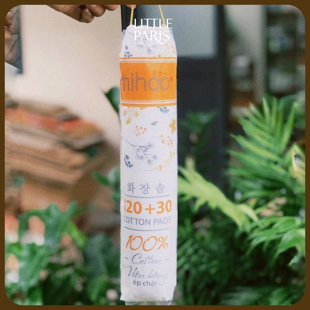Bông Tẩy Trang Mihoo 100% Cotton Dập Viền Siêu Chắc 150 Miếng