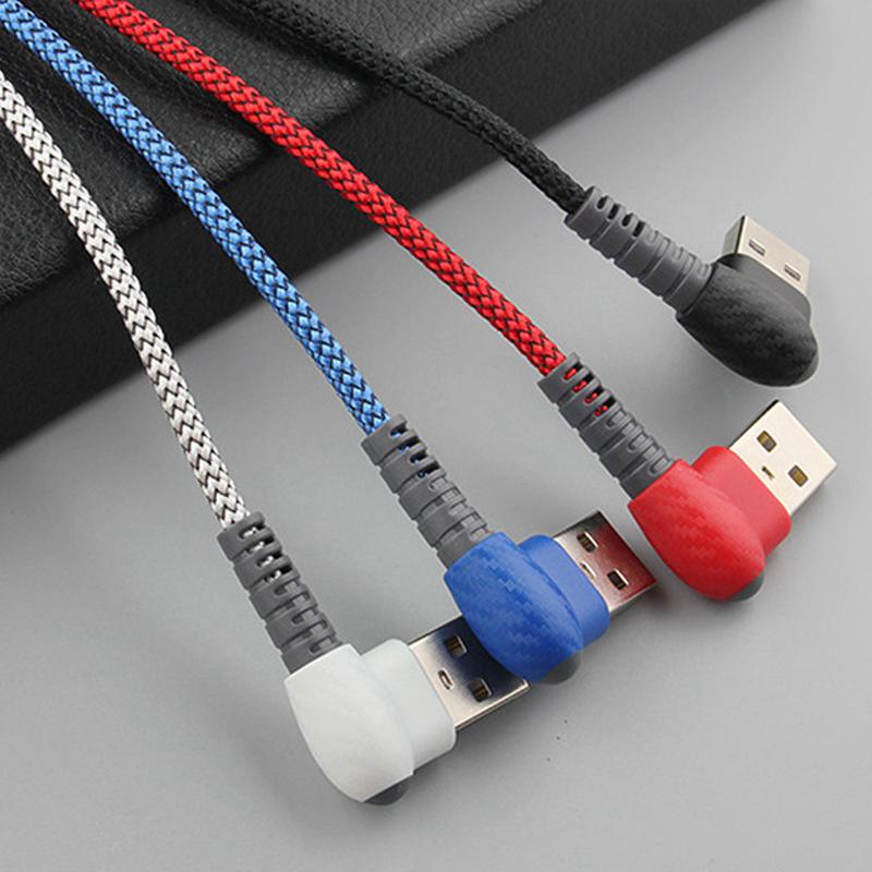 Nylon Braided Ultra Durable 90 Degree Android Charging Cable Right Angle Micro USB Charger Cable