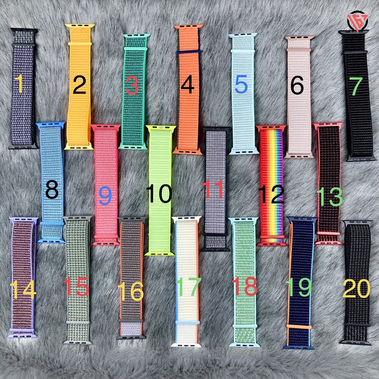 Dây vải dù nylon cho Ap Watch Seri 7/6/5/4/3/2/1/SE, đồng hồ T500, W26, HW12, logo táo..  Fullsize 38/40/41 - 42/44/45mm