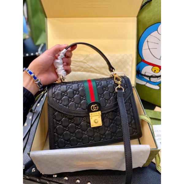 Túi xách nữ Ophidia small sz25cm da bò dập logo xách tay cực sang fullbox