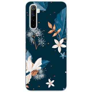 Ốp lưng Realme 6, 6 Pro, 6i in hình Hoa trắng nền xanh