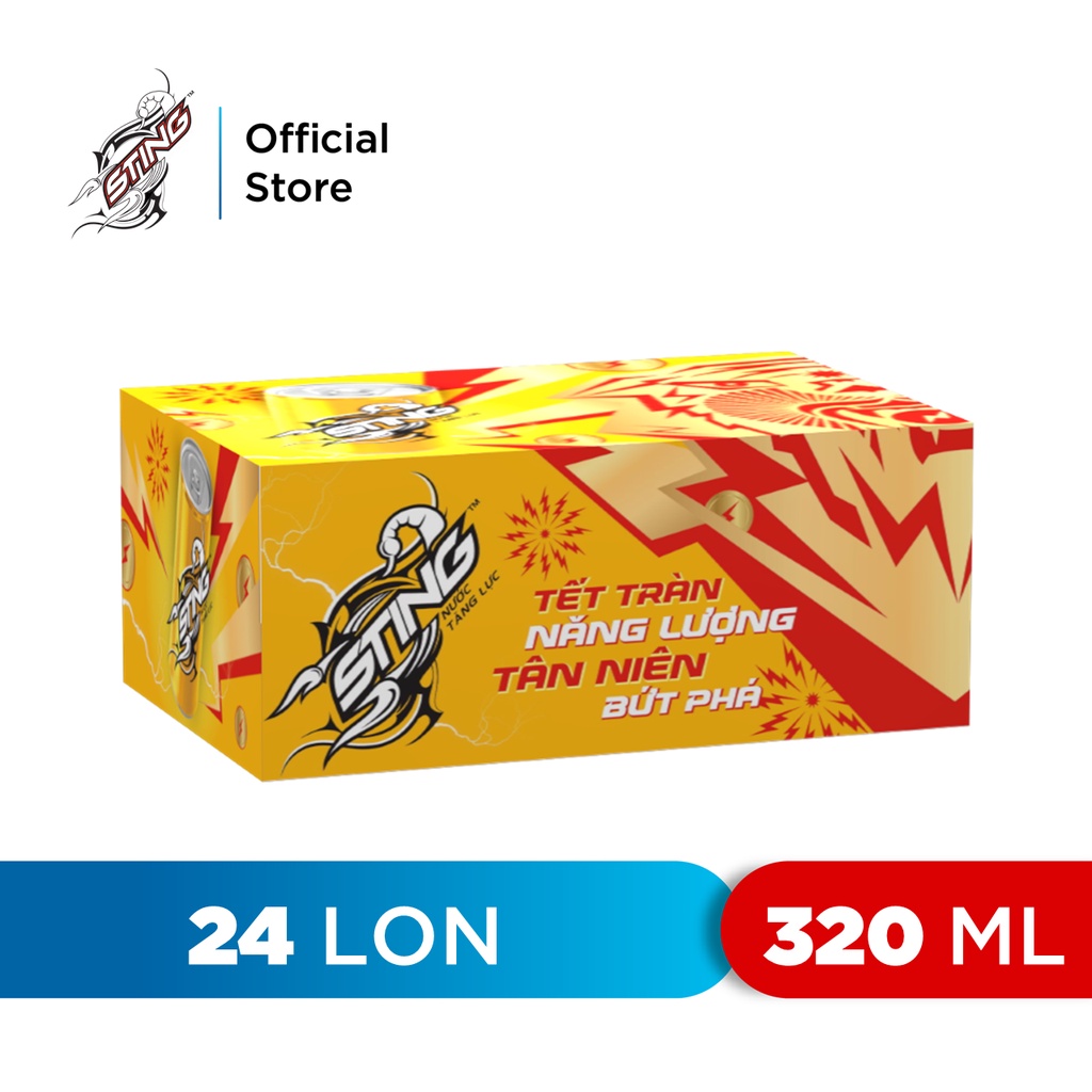 Thùng 24 Lon Nước Tăng Lực Sting Vàng (320ml/lon)