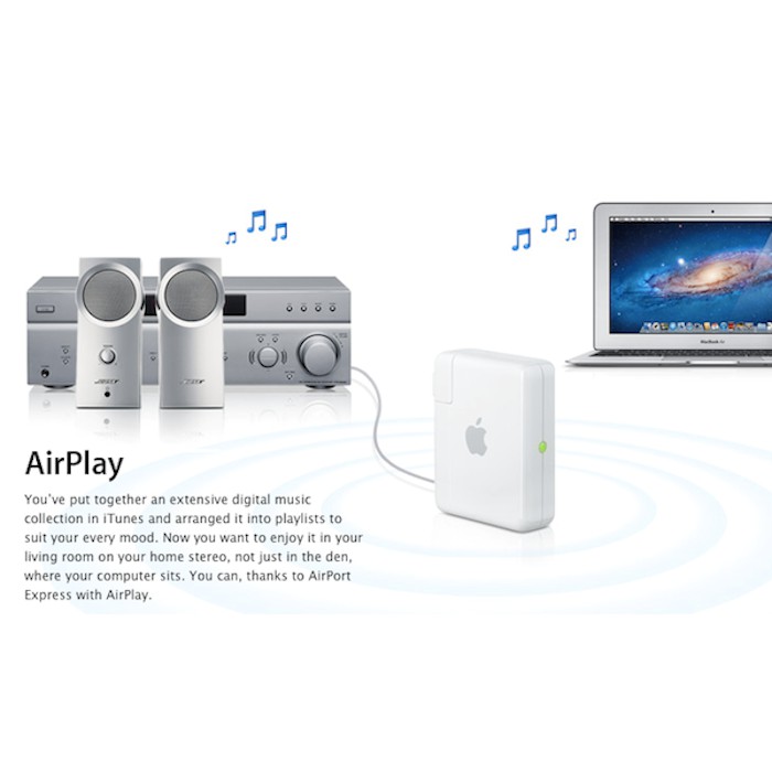 Wifi kiêm DAC phát nhạc airplay, không dây Airport Express A1392 MC414 A1264, hỗ trợ Lossless Flac, APE, Wav, Mp3, wma