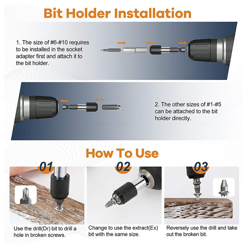 Bộ 22 Dụng Cụ Tháo Ốc Vít Bị Hỏng HSS Kèm Đầu Nối Và Ổ Cắm