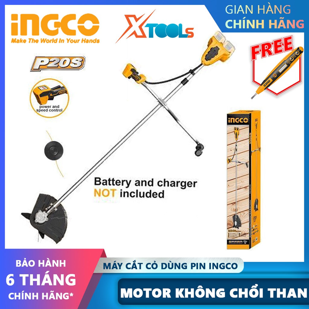 Máy cắt cỏ dùng pin INGCO CSTLI20018 | Máy cắt cỏ cầm tay Điện thế 40V Mô tơ không chổi than Tốc độ không tải 0-5500/phú