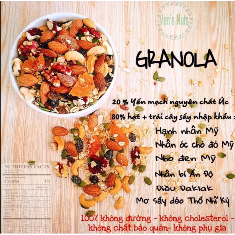 Ngũ cốc ăn kiêng Mixed Granola thập cẩm các loại hạt yến mạch hạnh nhân- Ngũ cốc dinh dưỡng cho bà bầu, trẻ em, giảm cân