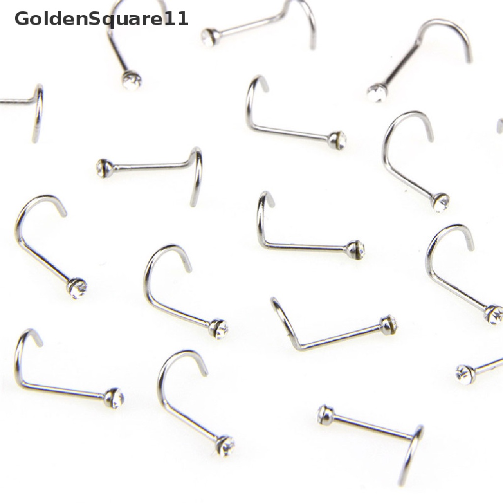 Set 20 Khuyên Mũi Thép Không Gỉ Xỏ Lỗ Đính Đá Pha Lê Goldsquare11