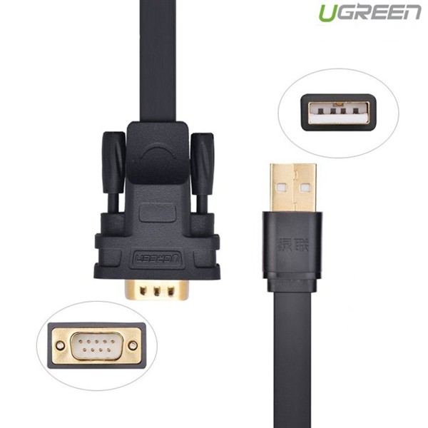 Cáp USB to Com (RS232) dài 2m cáp dẹt Ugreen 20218