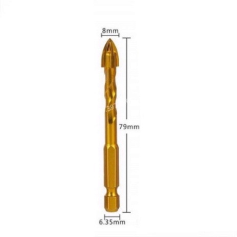 Mũi khoan đa năng 6-8-10-12mm, chân lục giác loại dài 12cm, khoan kính, thủy tinh,khoan gạch men, đá hoa cương