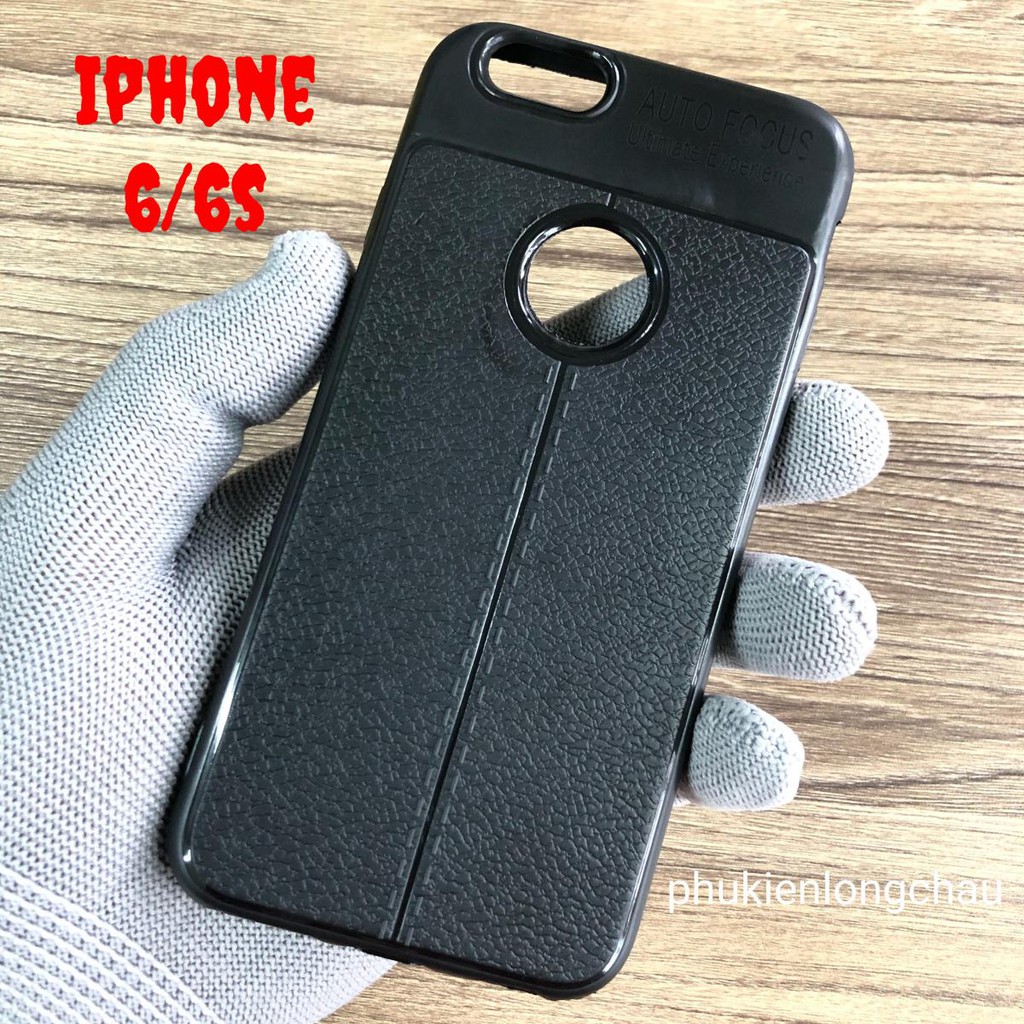 Ốp Lưng iPhone 6/6s Dẻo Giả Da Đen Đẹp