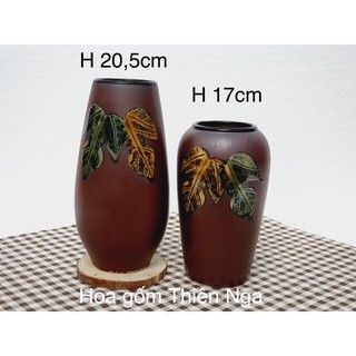 Combo 2 lọ hoa gốm men khô Bát Tràng