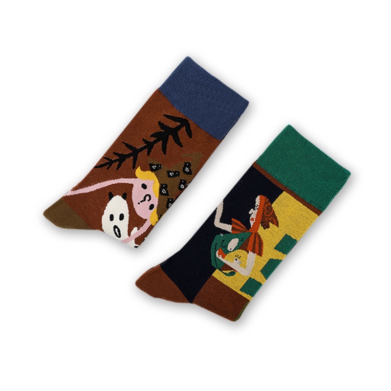 Vớ cotton tinh khiết WAFNHA D189 họa tiết hoạt hình cho unisex