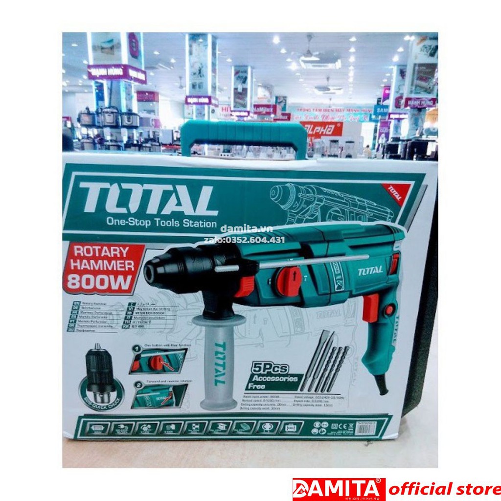 Máy khoan búa Total TH308266 - 800W - 3 chức năng