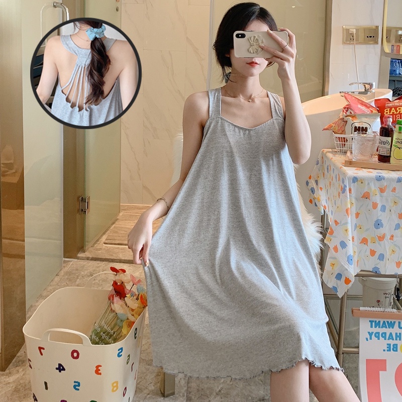 Đầm Ngủ Hai Dây Dáng Rộng Có Mút Đệm Ngực Màu Sắc Ngọt Ngào Quyến Rũ Cho Nữ | BigBuy360 - bigbuy360.vn