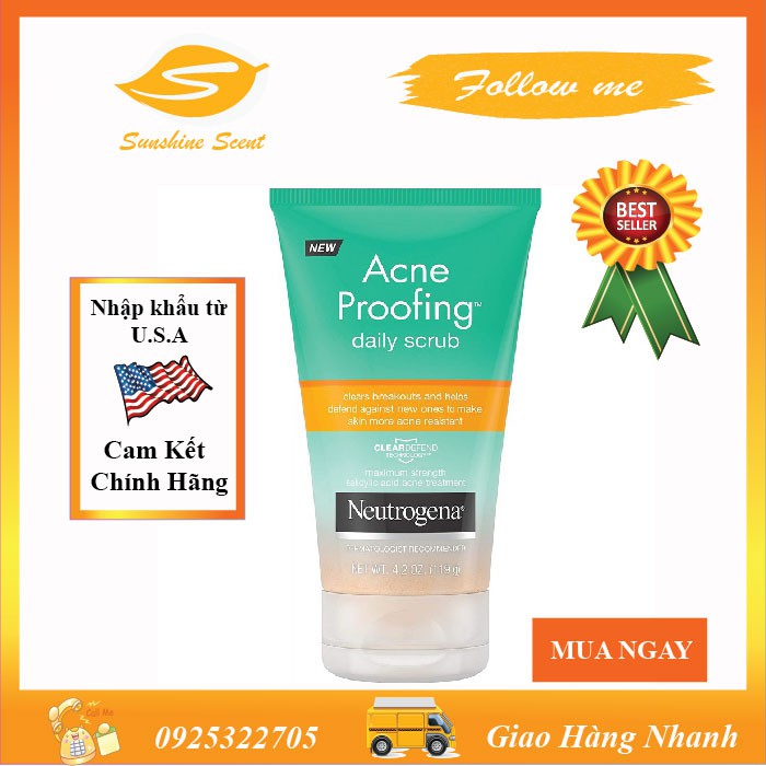 SỮA RỬA MẶT NGỪA MỤN NEUTROGENA ACNE PROOFING EXFOLIATING FACIAL SCRUB (119G)