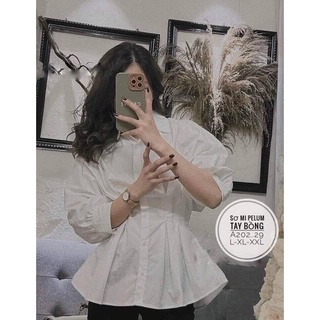 Sơmi peplum xếp eo bigsize