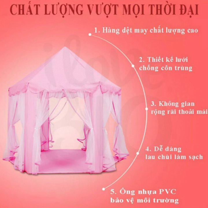 Lều Hoàng tử-Công chúa cho bé (Hồng)