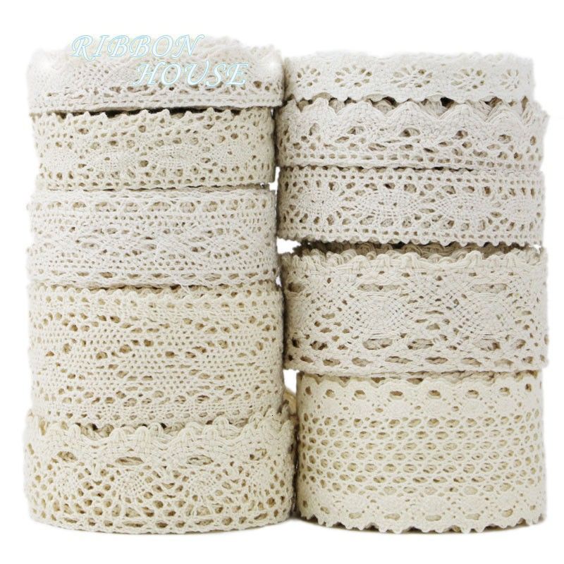Cuộn dây ruy băng ren bằng cotton dài 5m trang trí đa năng tiện dụng