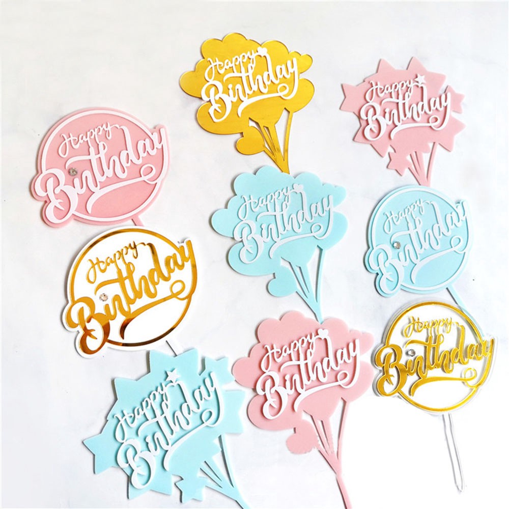 Que Chữ Happy Birthday Cắm Trang Trí Bánh Kem