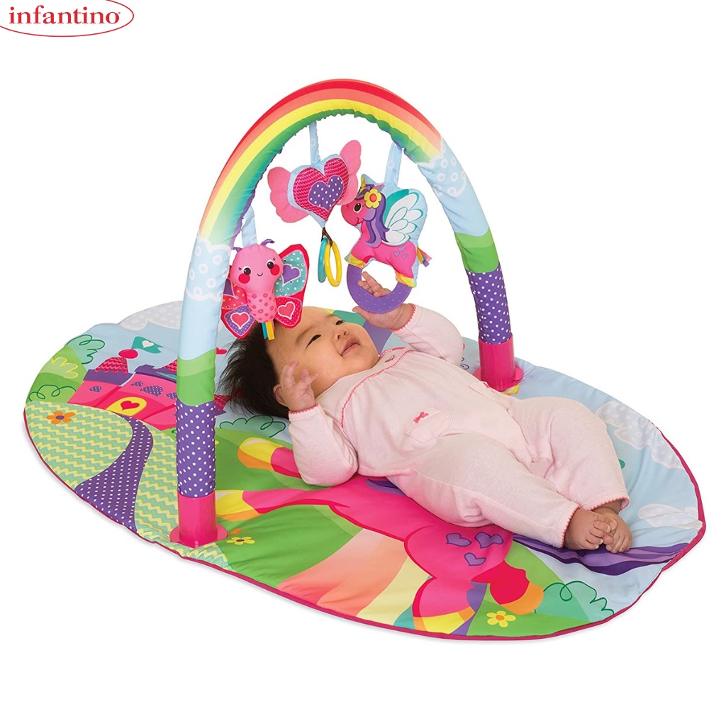 Thảm Chơi Cho Bé Sơ Sinh INFANTINO - Đồ Chơi Unicorn Gym Vận Động 4 Giác Quan Size To