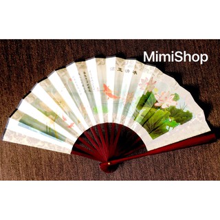 Quạt cổ trang nam Hoa sen loại to(27.5cm)