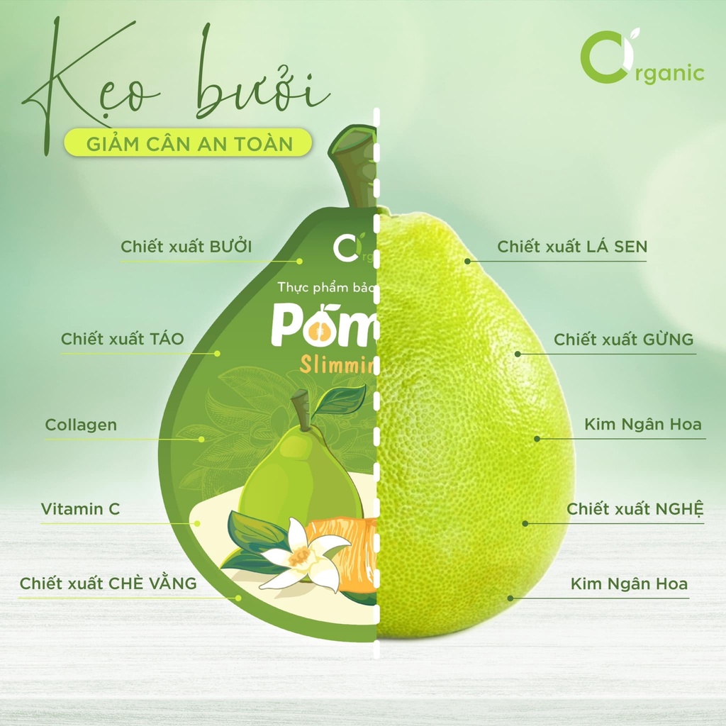 Kẹo bưởi giảm cân Pomelo Slim Diet CiOrganic gói 10 viên dáng đẹp eo thon giảm cân an toàn hiệu quả