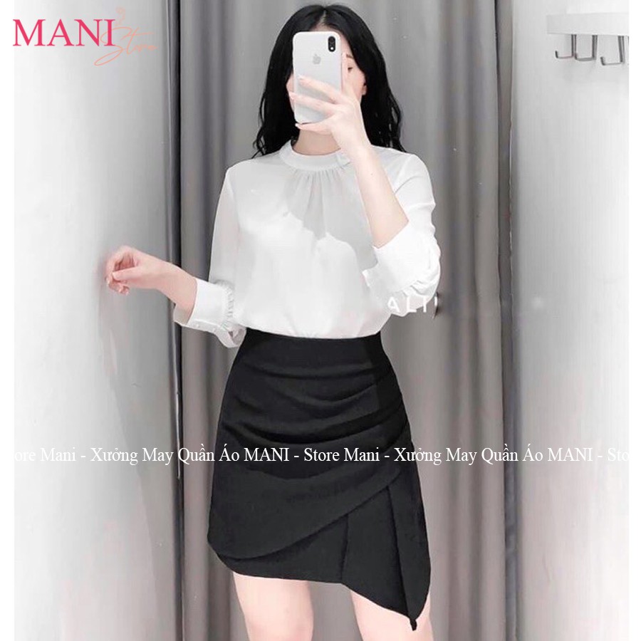 Chân váy a cách điệu bên hông cạp cao khoá sườn chất vải tuyết mưa màu đen nâu cực tôn dáng | BigBuy360 - bigbuy360.vn