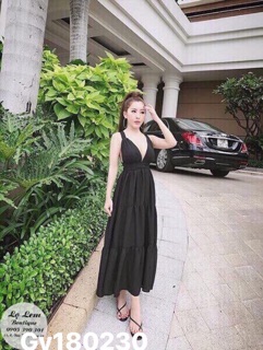 Đầm maxi đan dây lưng