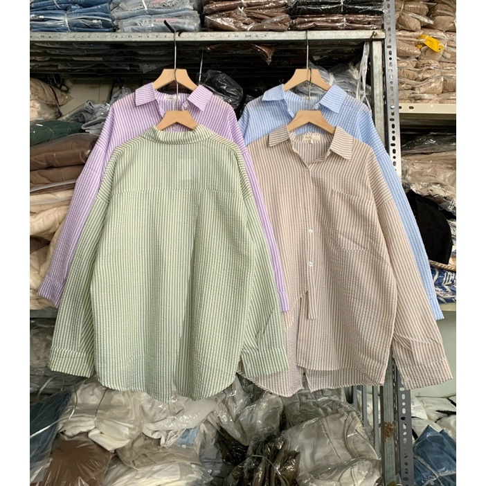 [NEW]ÁO SƠMI XỐP DÀI TAY XẺ VẠT TRƯỚC 1518