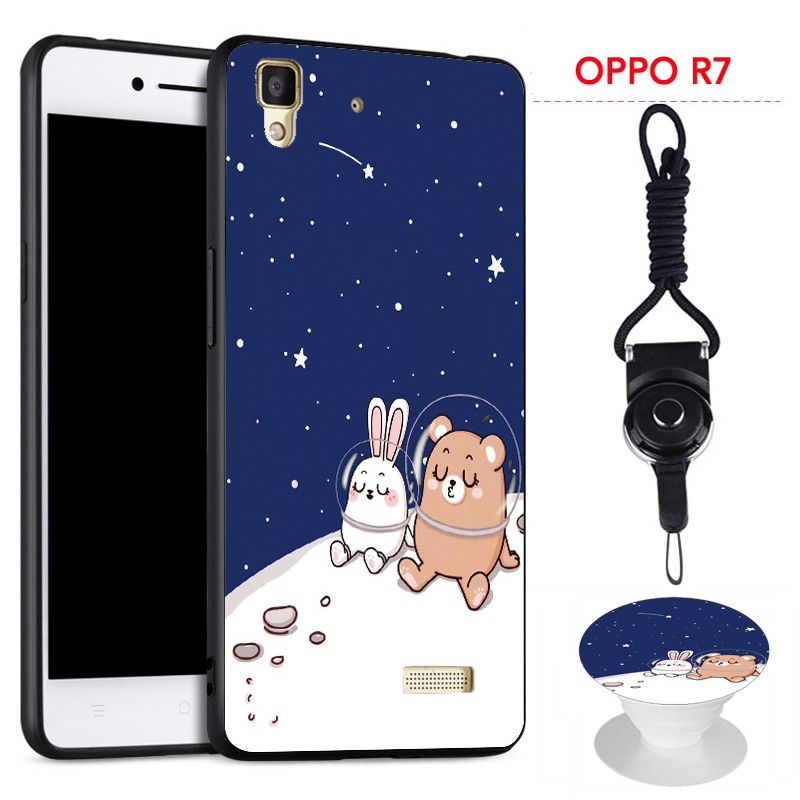 ốp điện thoại Họa Tiết Hoạt Hình Có Túi Khí Đỡ Và Dây Đeo Cho Oppo R7 / R7 Lite