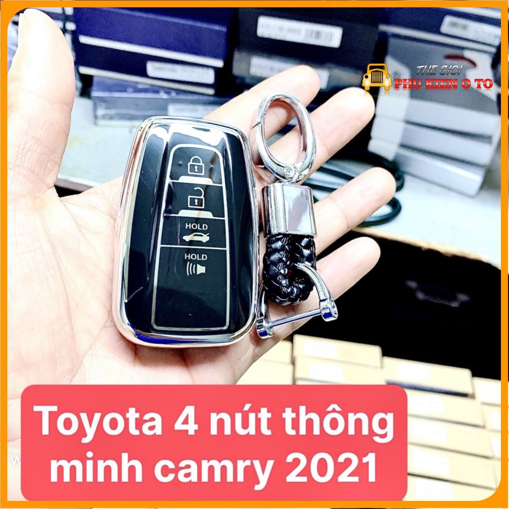 Bao chìa khoá, Ốp khóa xe toyota Camry 2020 chất liệu silicon mạ Crom sáng bóng cao cấp