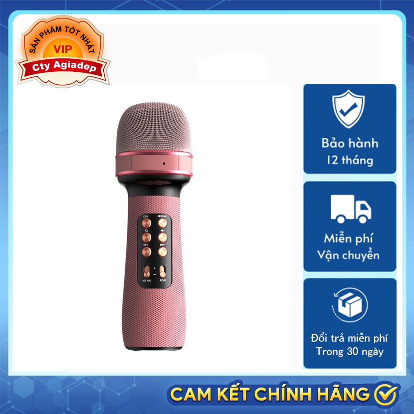 Mic Karaoke Kiêm Loa Bluetooth WS-898, Micro không dây hát karaoke mini cầm tay Nâng giọng cực chất, Loa hát karaoke AGD